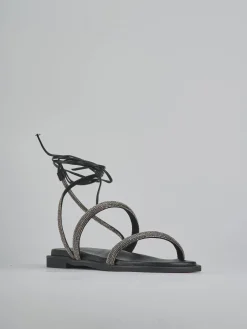 Sandali tacco 1cm pelle argento