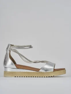 Sandali tacco 3cm pelle argento