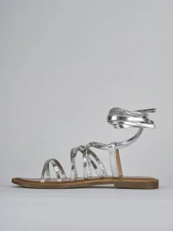 Sandali tacco 1cm pelle argento