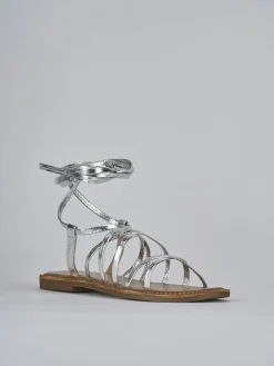 Sandali tacco 1cm pelle argento