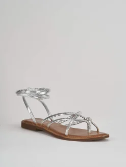 Sandali tacco 1cm pelle argento