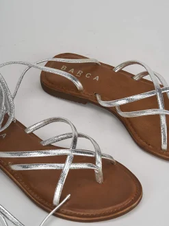 Sandali tacco 1cm pelle argento