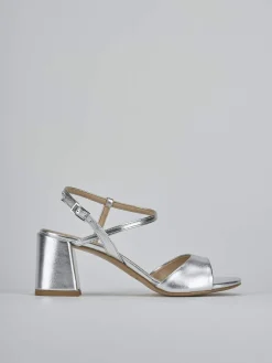 Sandali tacco 9cm pelle argento
