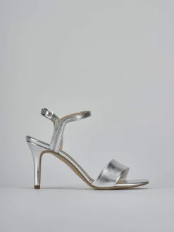 Sandali tacco 7cm pelle argento