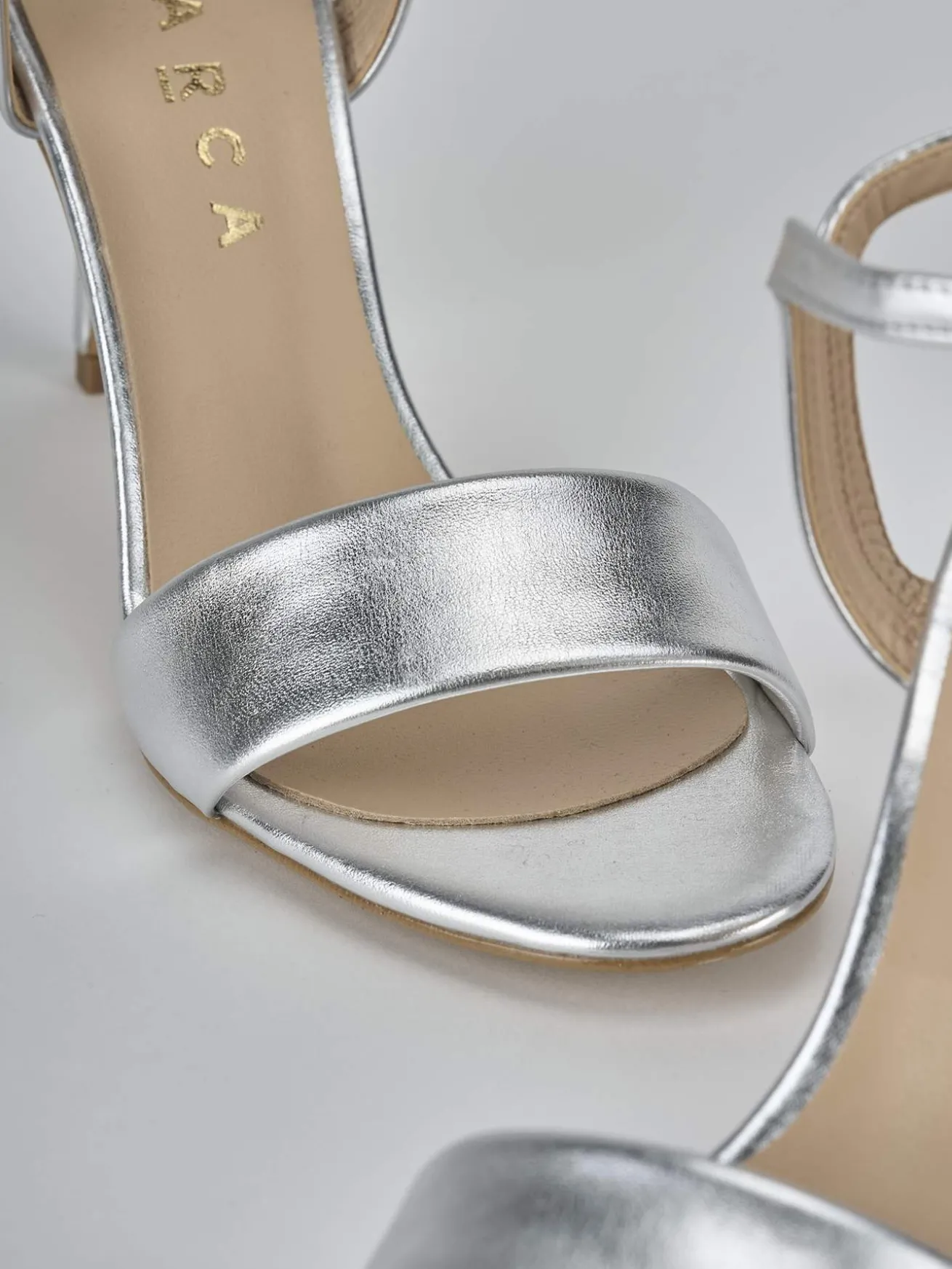 Sandali tacco 7cm pelle argento