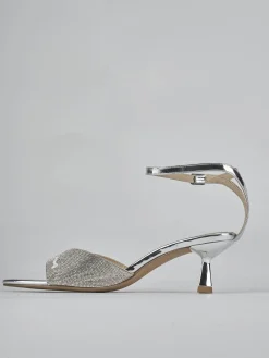 Sandali tacco 6cm pelle argento