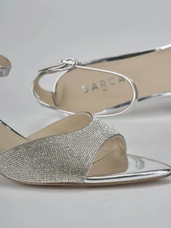 Sandali tacco 6cm pelle argento