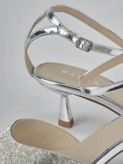 Sandali tacco 6cm pelle argento