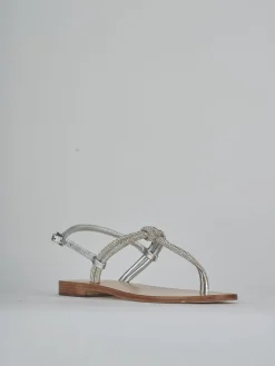 Sandali tacco 1cm pelle argento