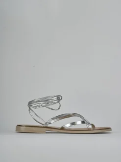 Sandali tacco 1cm pelle argento