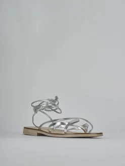 Sandali tacco 1cm pelle argento