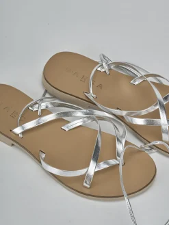 Sandali tacco 1cm pelle argento