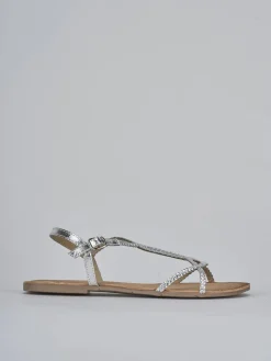 Sandali tacco 1cm pelle argento