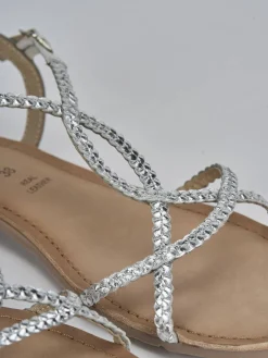 Sandali tacco 1cm pelle argento