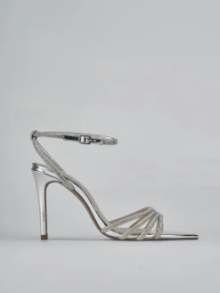 Sandali tacco 9cm pelle argento