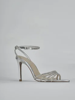 Sandali tacco 9cm pelle argento