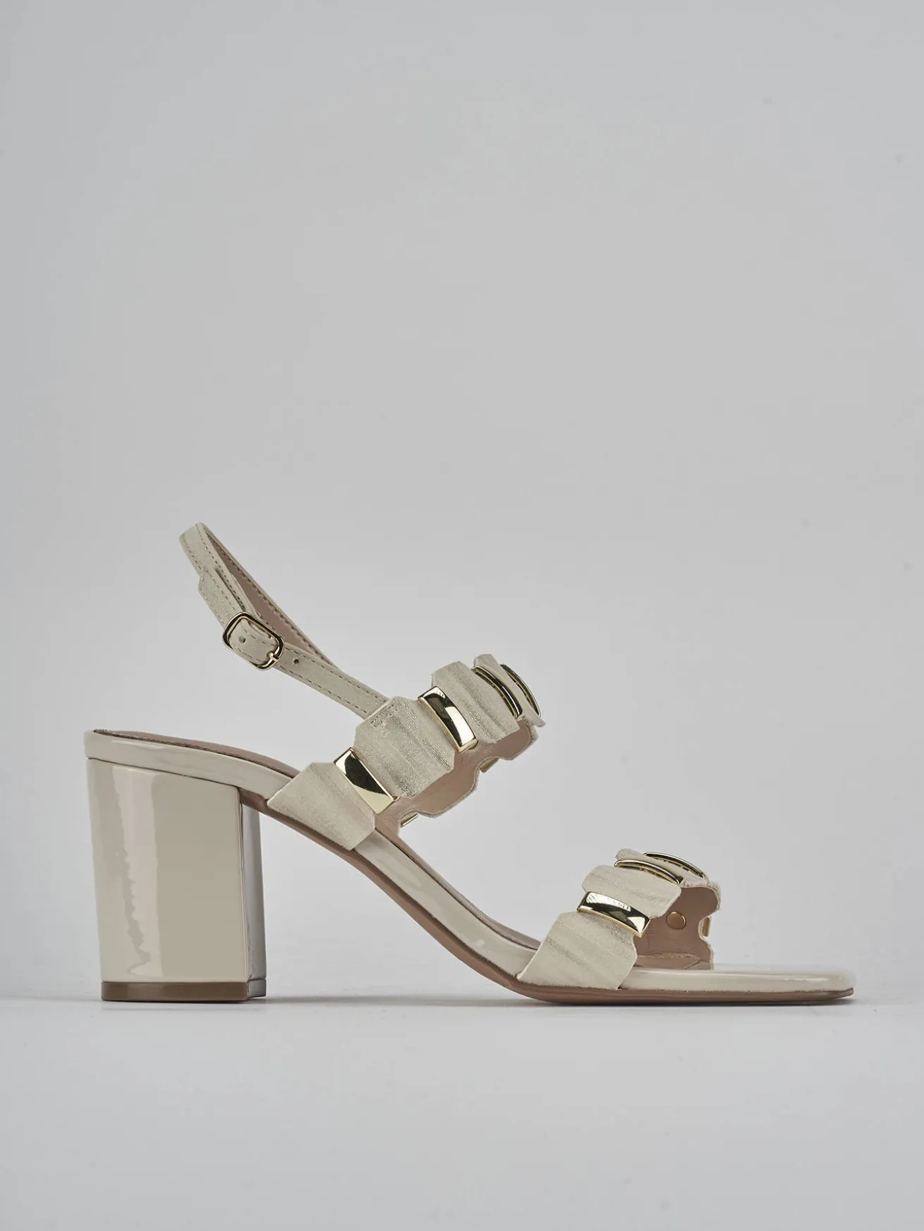 Sandali tacco 8cm pelle beige