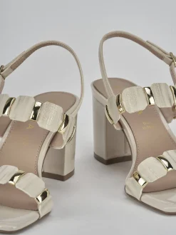 Sandali tacco 8cm pelle beige