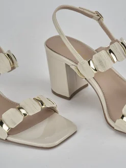 Sandali tacco 8cm pelle beige