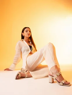 Sandali tacco 8cm pelle beige