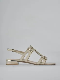 Sandali tacco 1cm pelle beige