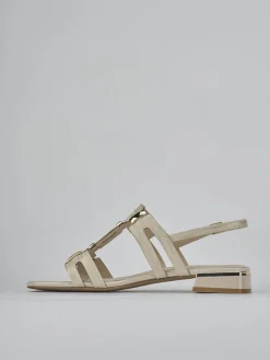 Sandali tacco 1cm pelle beige