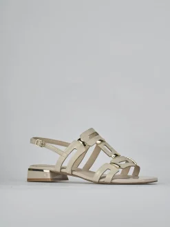 Sandali tacco 1cm pelle beige
