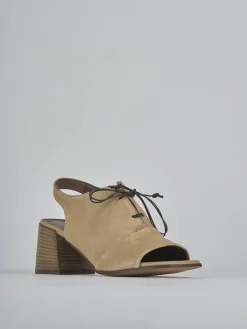 Sandali tacco 6cm pelle beige