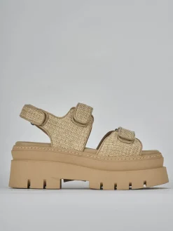 Sandali tacco 1cm pelle beige