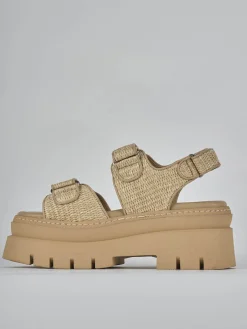 Sandali tacco 1cm pelle beige