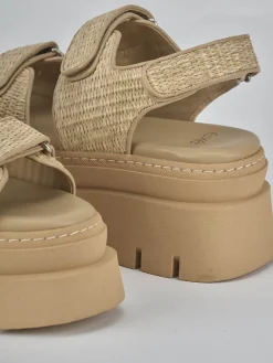 Sandali tacco 1cm pelle beige