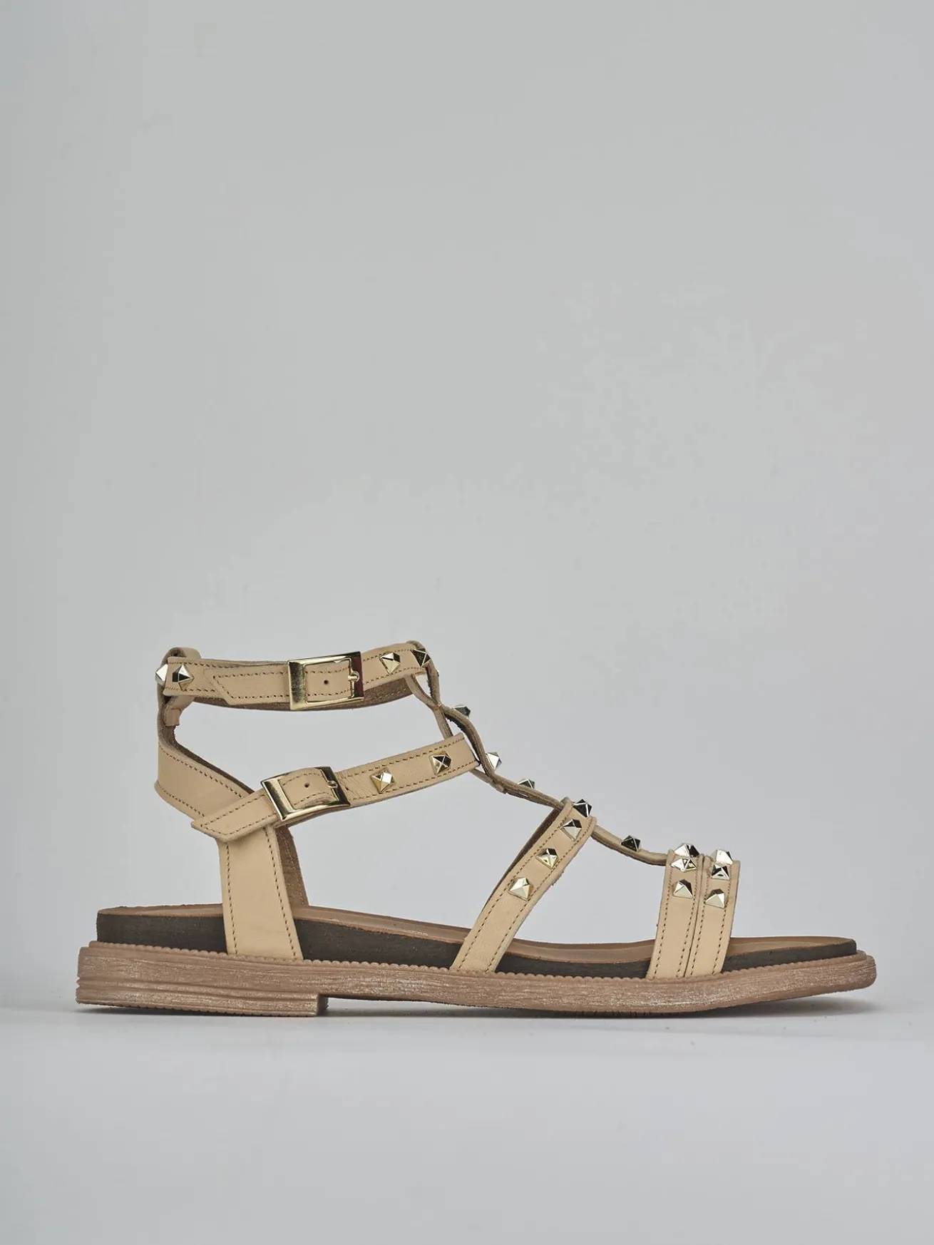 Sandali tacco 2cm pelle beige