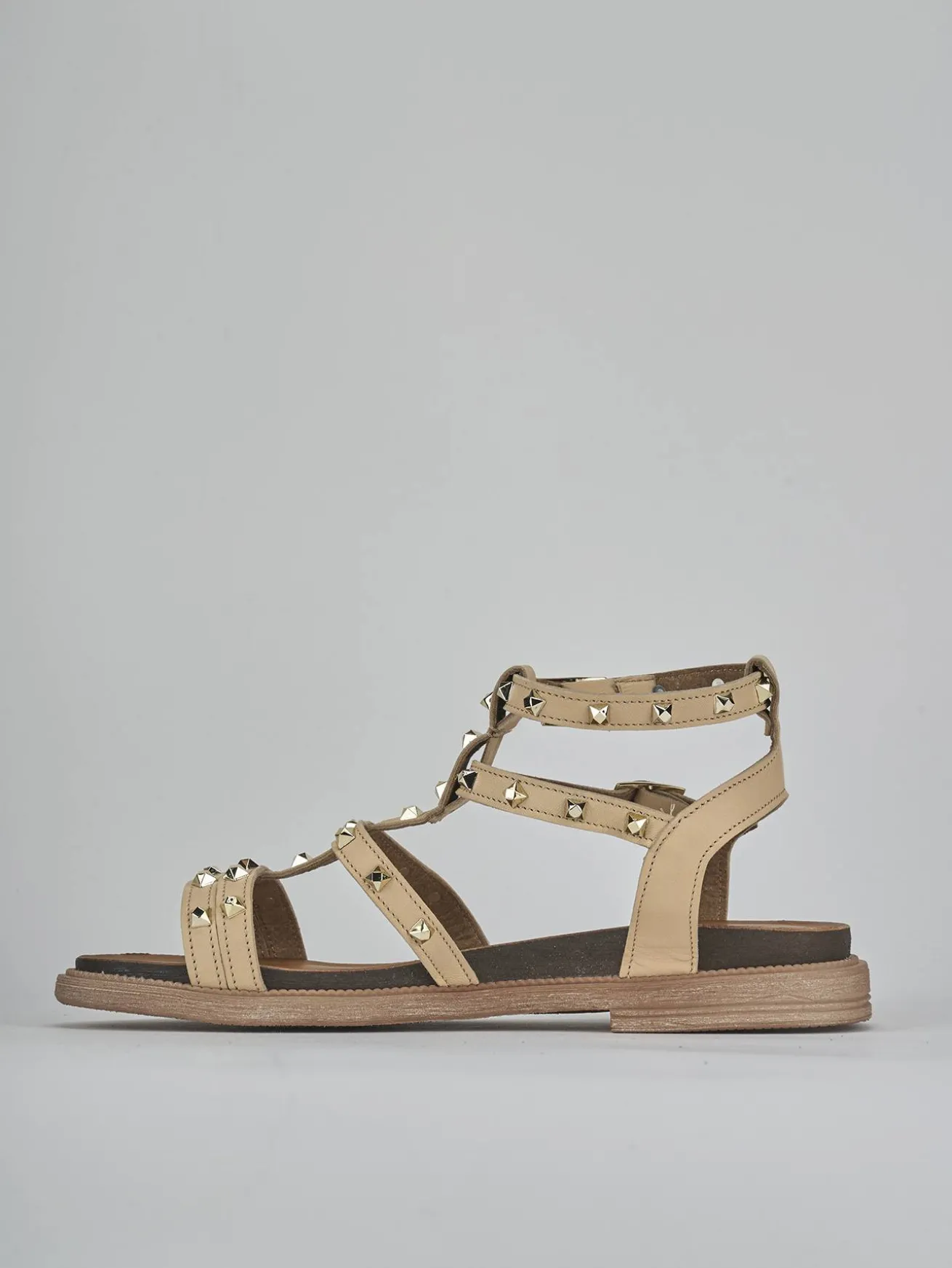 Sandali tacco 2cm pelle beige