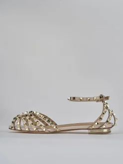 Sandali tacco 1cm pelle beige