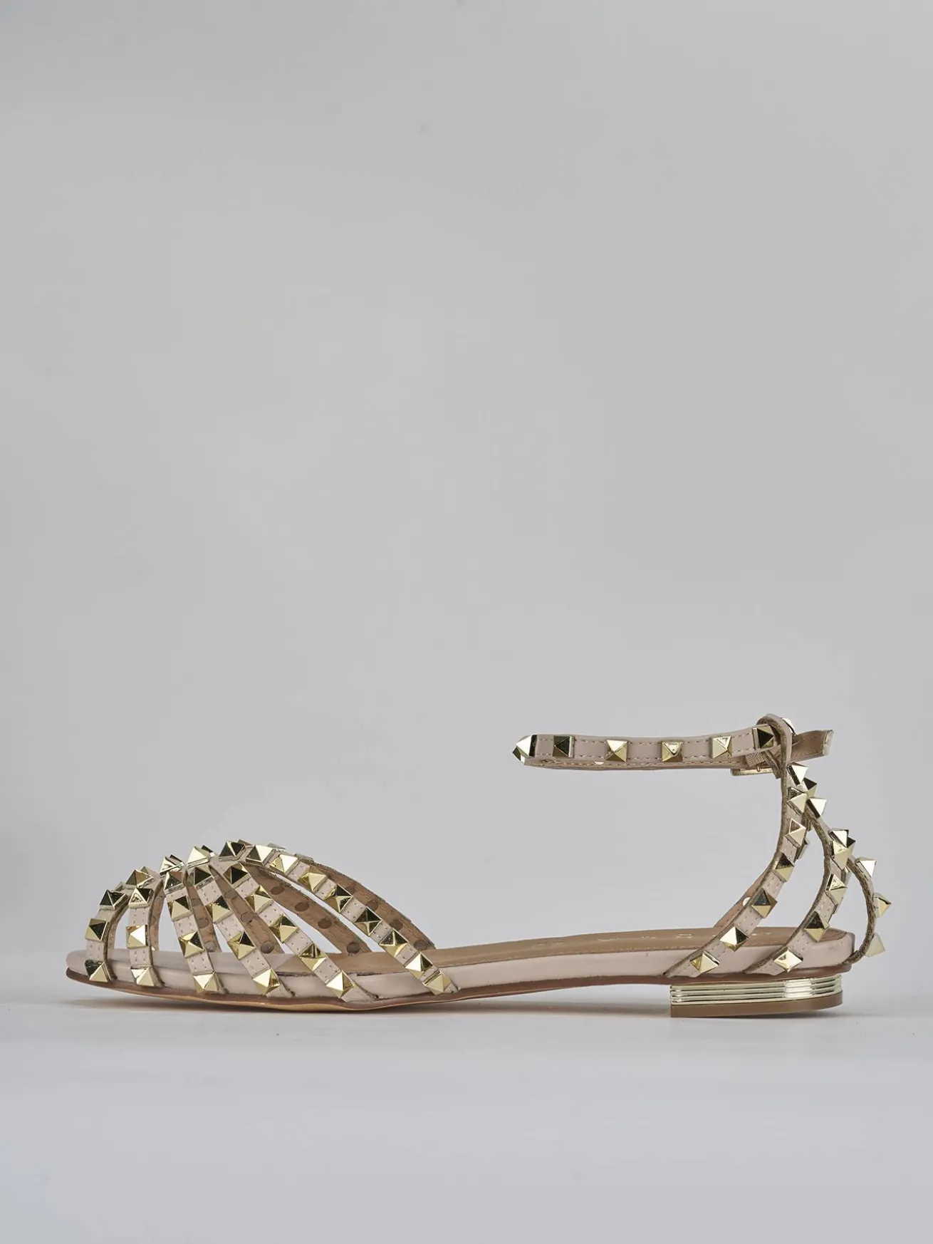 Sandali tacco 1cm pelle beige