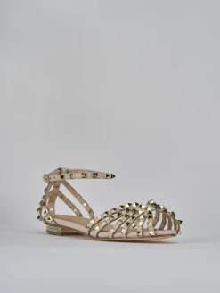 Sandali tacco 1cm pelle beige