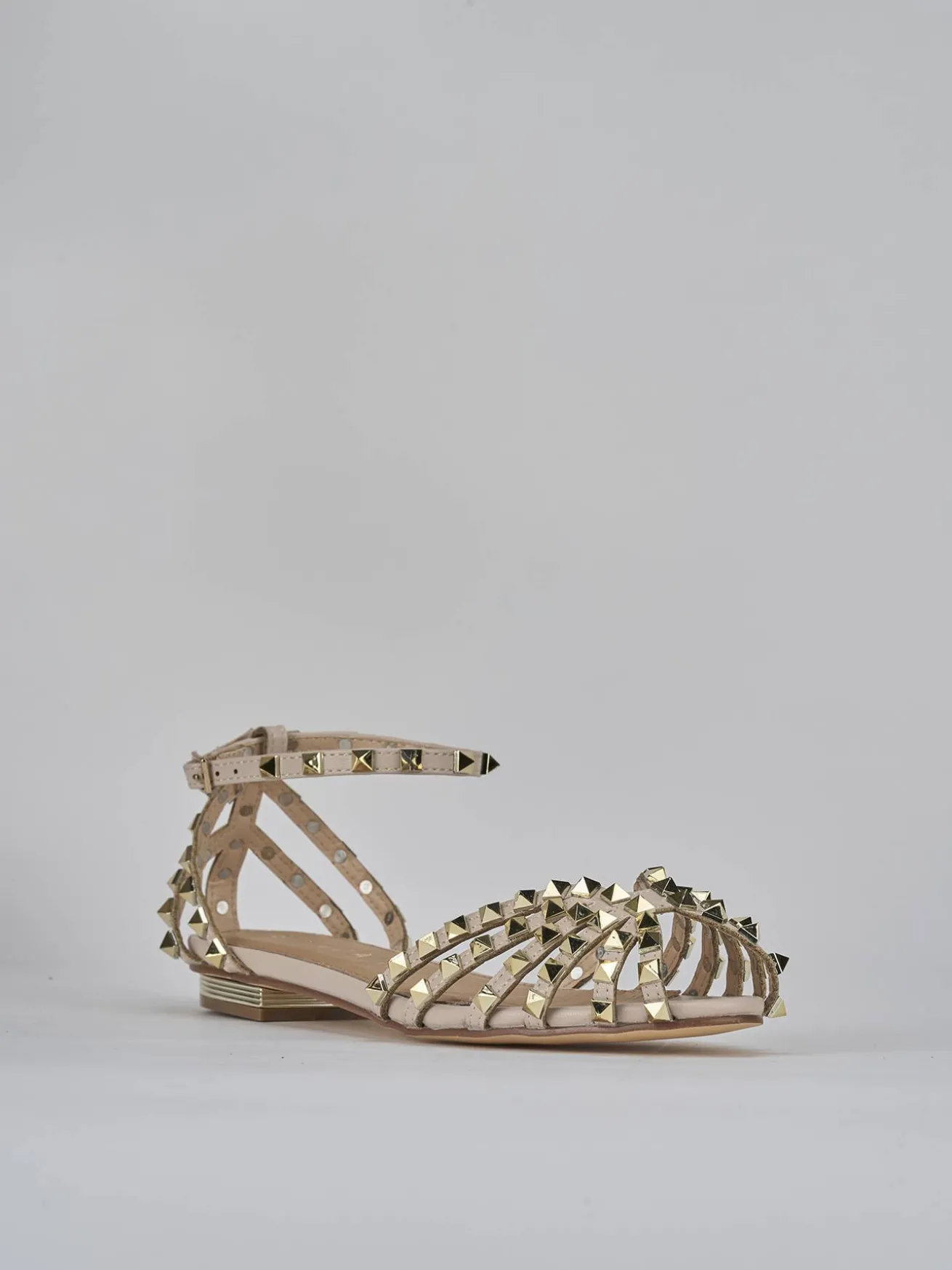 Sandali tacco 1cm pelle beige