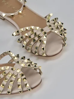 Sandali tacco 1cm pelle beige