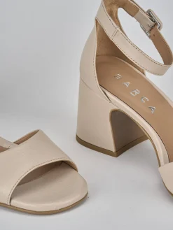 Sandali tacco 7cm pelle beige