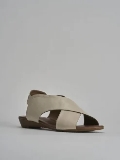 Sandali tacco 1cm pelle beige