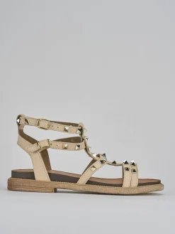 Sandali tacco 2cm pelle beige
