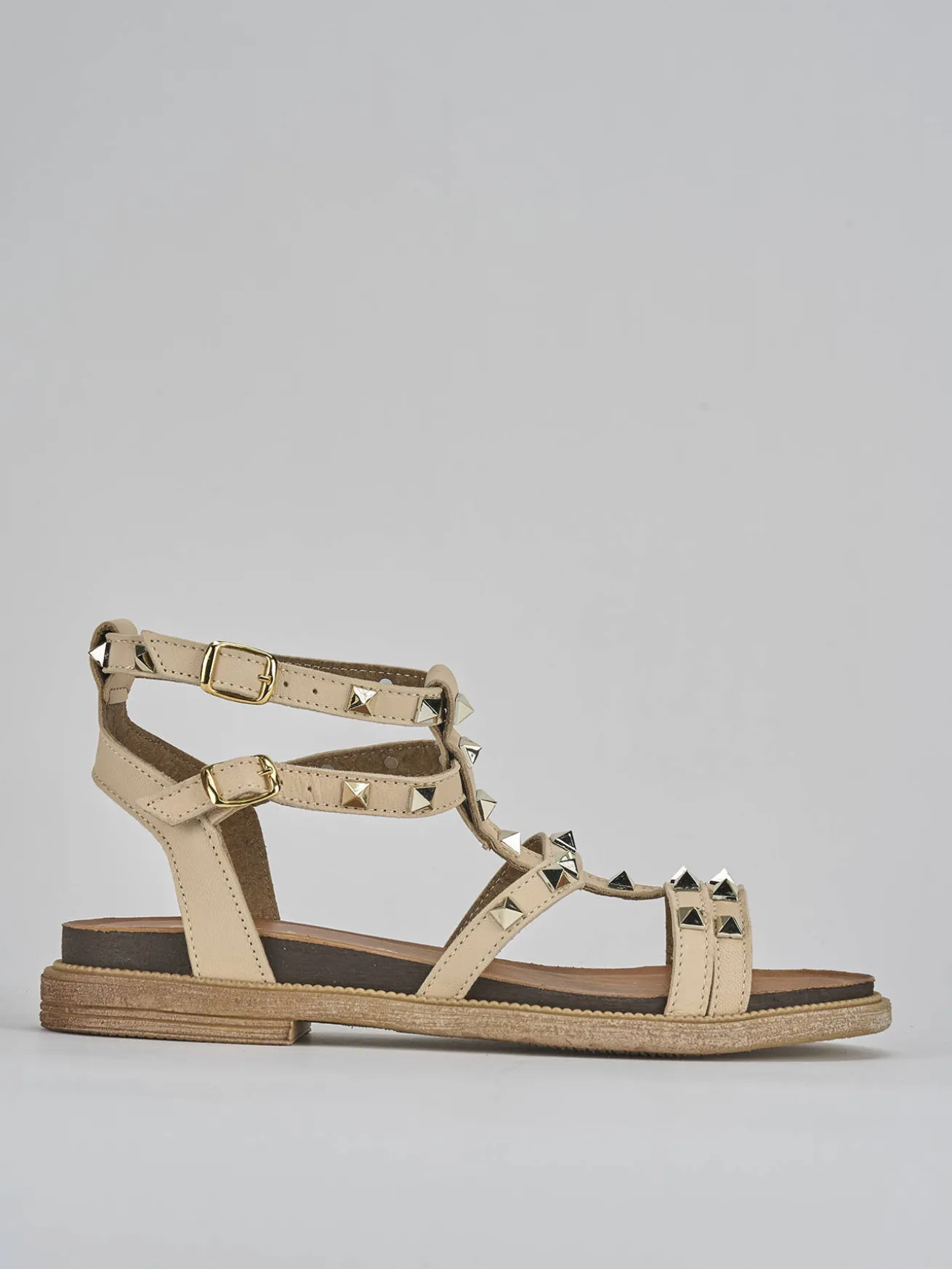 Sandali tacco 2cm pelle beige