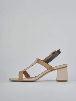 Sandali tacco 5cm pelle beige