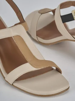 Sandali tacco 5cm pelle beige