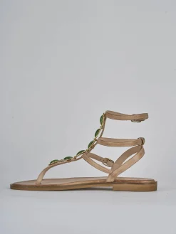 Sandali tacco 1cm pelle beige