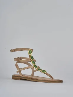 Sandali tacco 1cm pelle beige