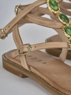 Sandali tacco 1cm pelle beige