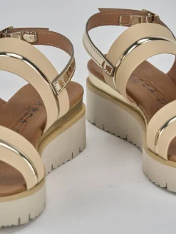 Sandali tacco 3cm pelle beige