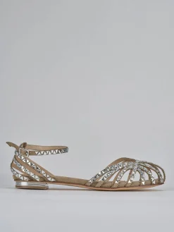 Sandali tacco 1cm pelle beige