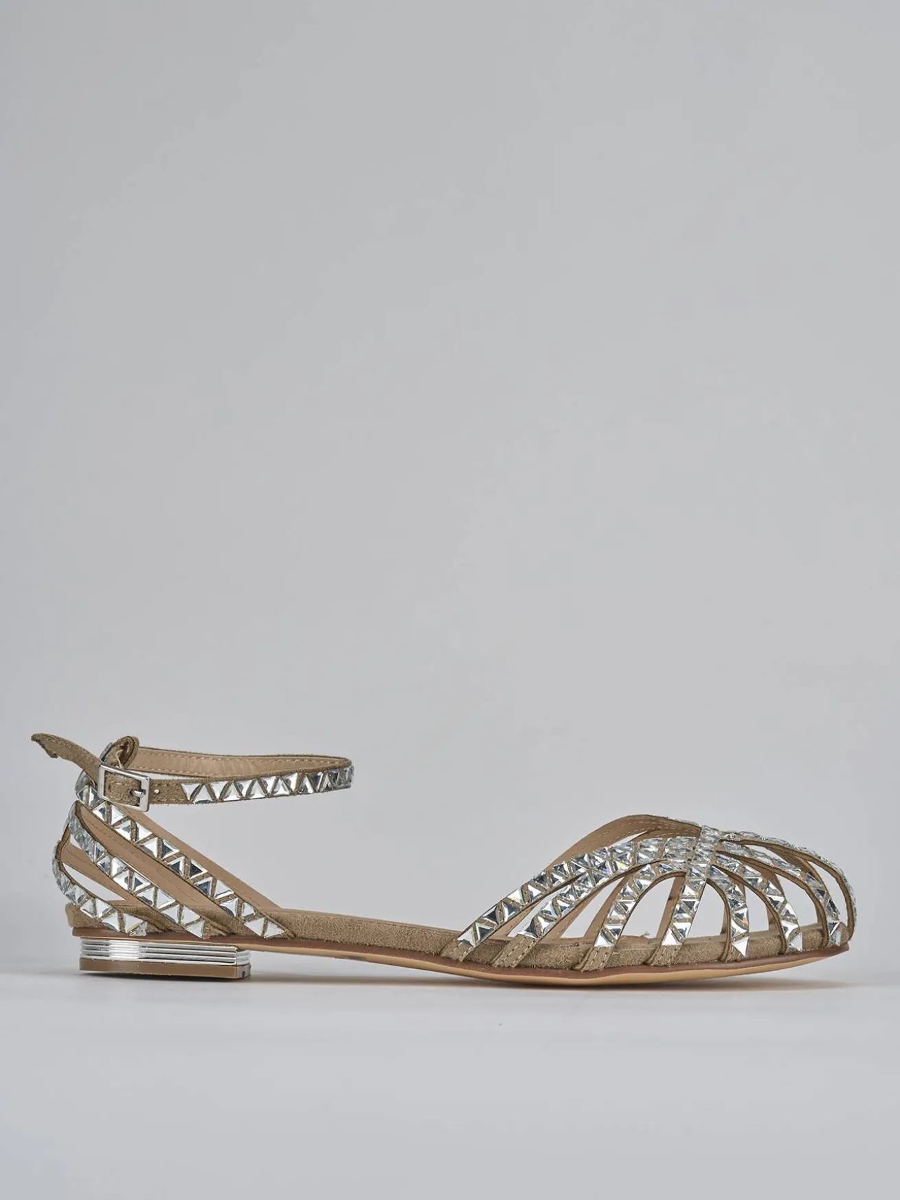 Sandali tacco 1cm pelle beige